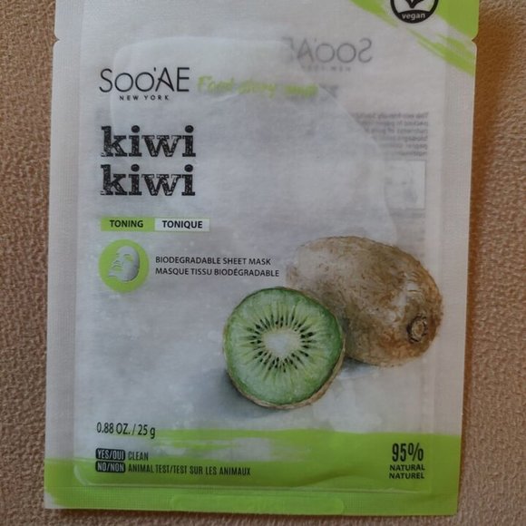 Lot of 4 SooAE New York Facial Masks Tea Charcoal Kiwi Pearl Sparkling Bubble - Picture 6 of 11